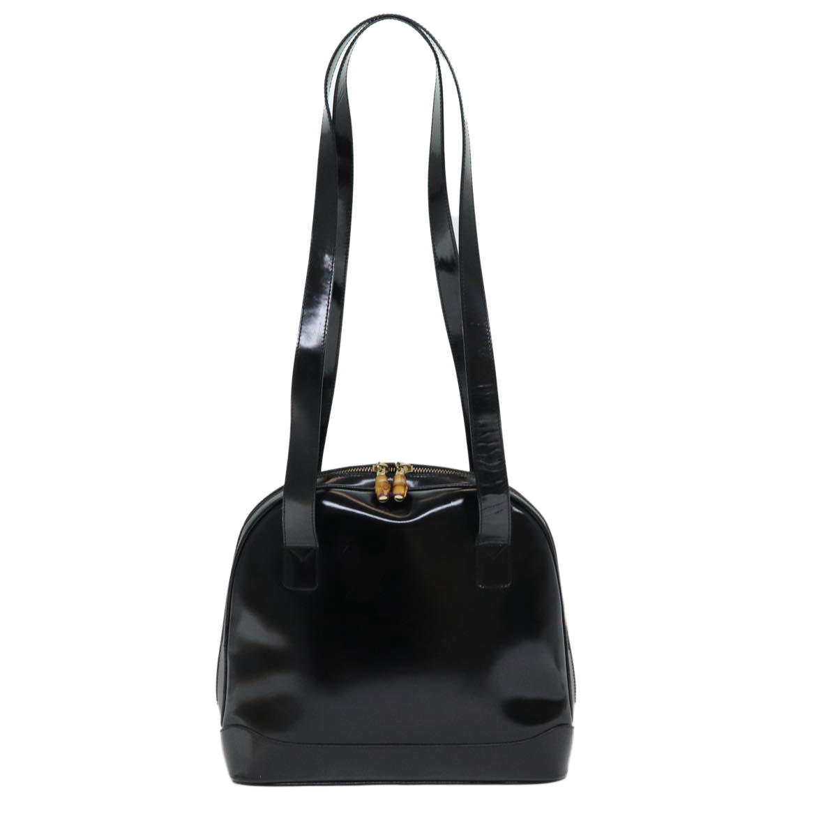 GUCCI Bamboo Shoulder Bag Patent leather Black bs16780