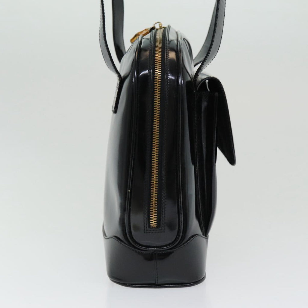 GUCCI Bamboo Shoulder Bag Patent leather Black bs16780