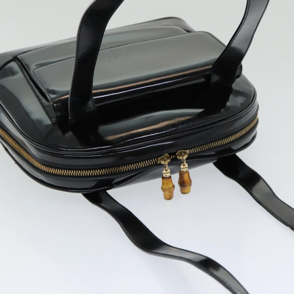 GUCCI Bamboo Shoulder Bag Patent leather Black bs16780