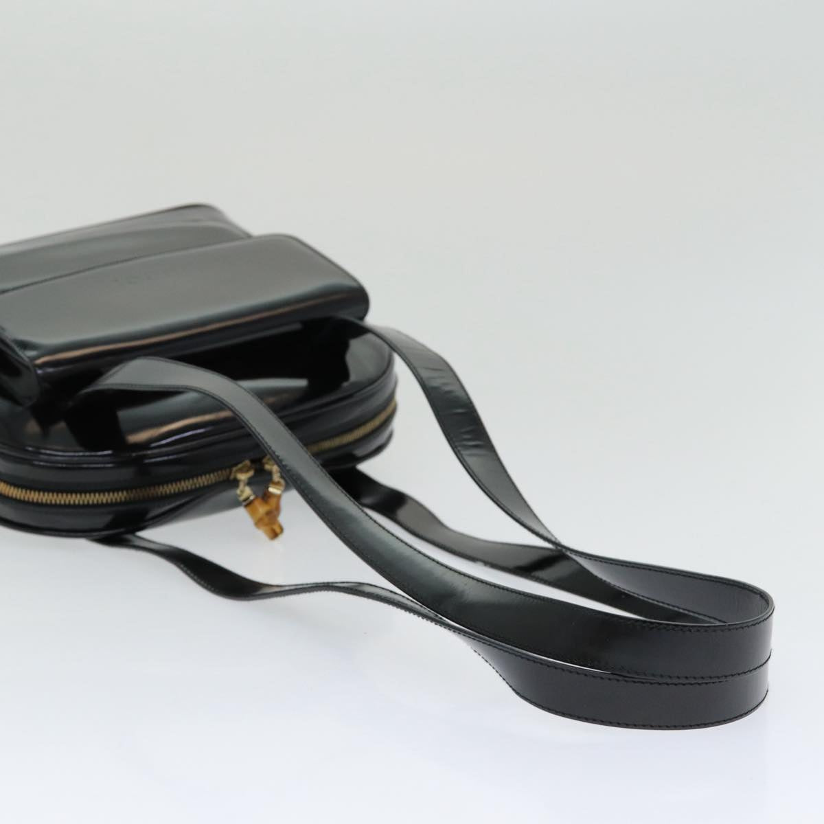 GUCCI Bamboo Shoulder Bag Patent leather Black bs16780