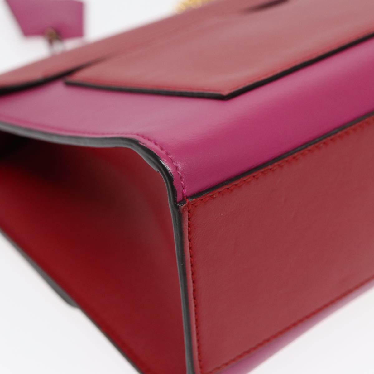 GUCCI Padlock Chain Shoulder Bag Leather Red Pink bs16789