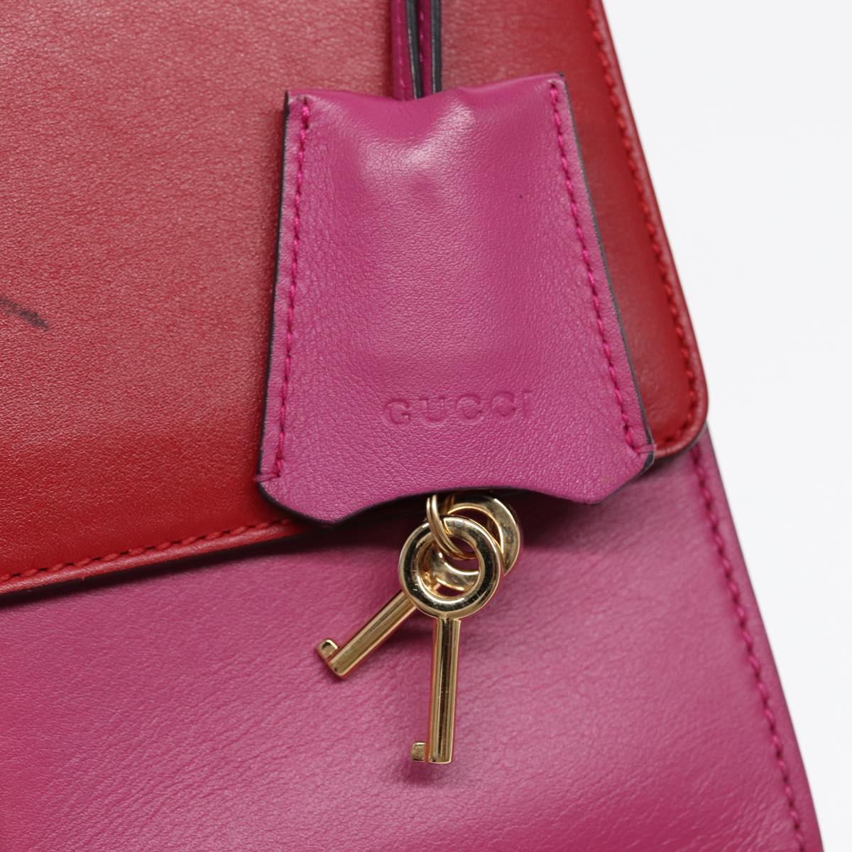 GUCCI Padlock Chain Shoulder Bag Leather Red Pink bs16789