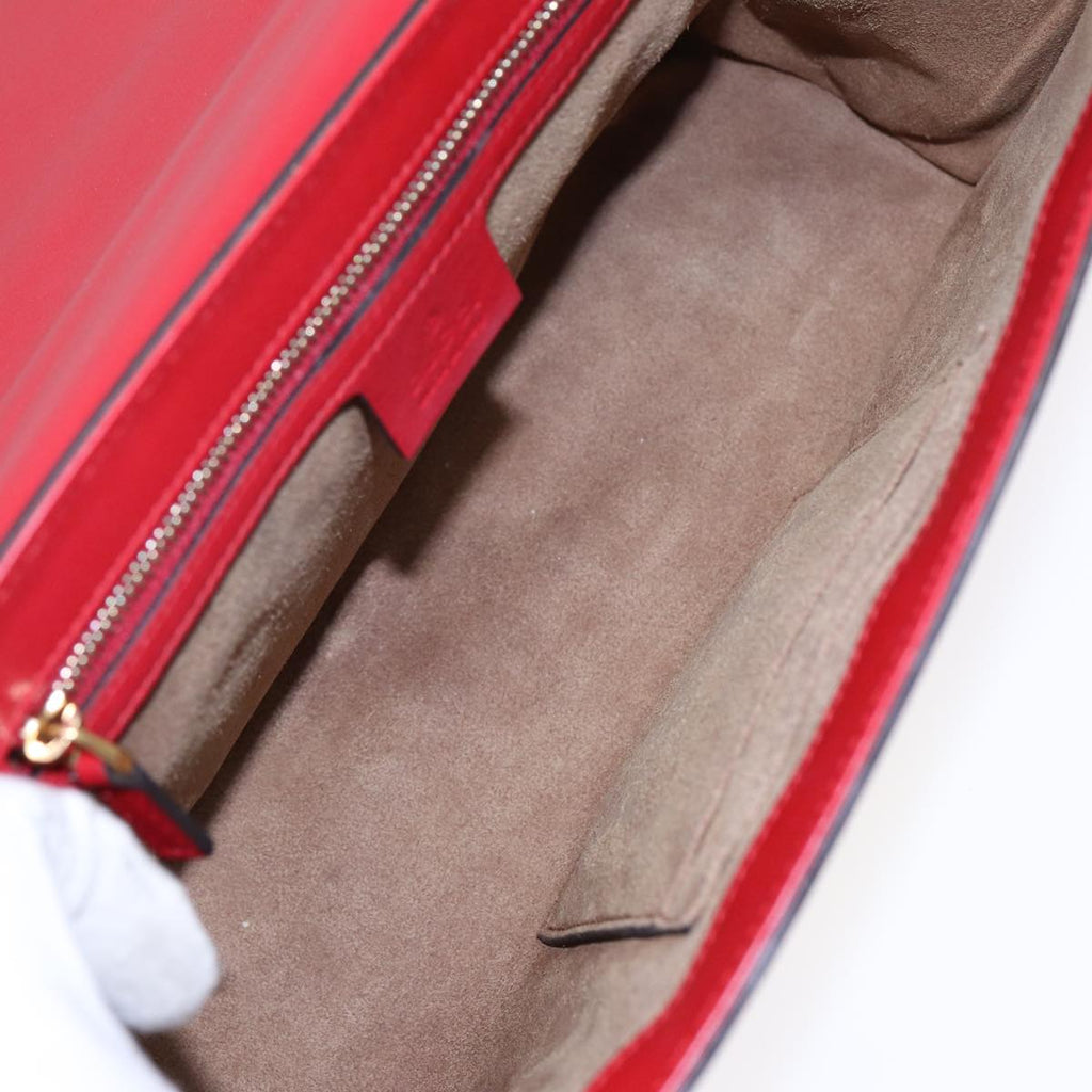 GUCCI Padlock Chain Shoulder Bag Leather Red Pink bs16789