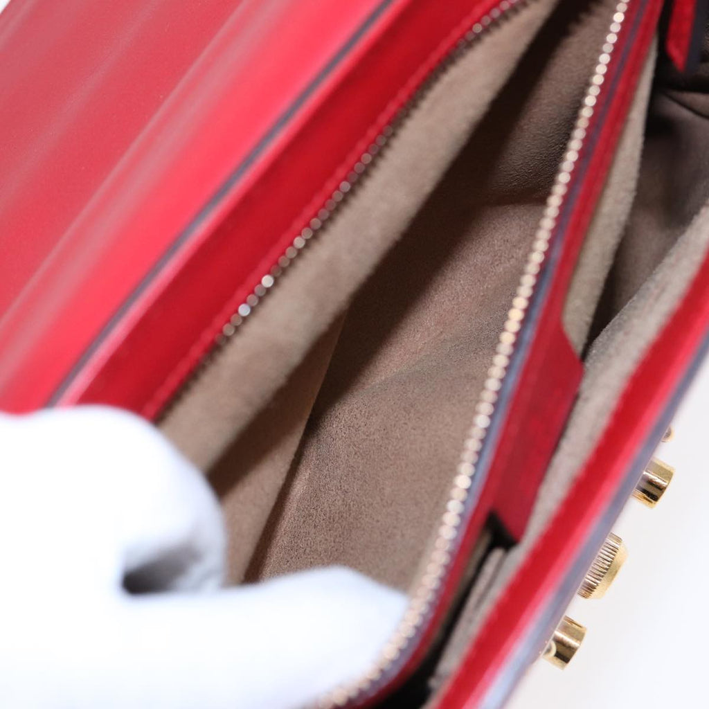GUCCI Padlock Chain Shoulder Bag Leather Red Pink bs16789