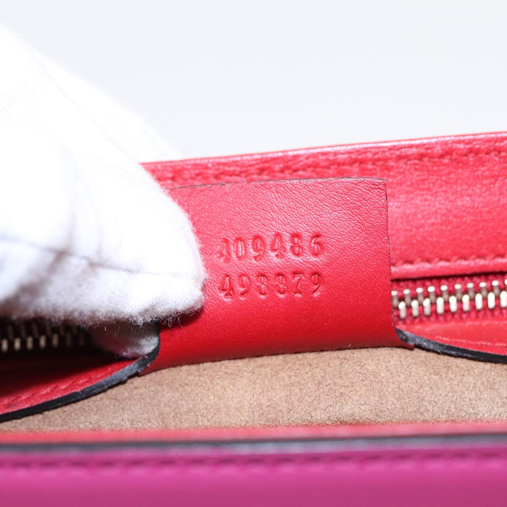 GUCCI Padlock Chain Shoulder Bag Leather Red Pink bs16789