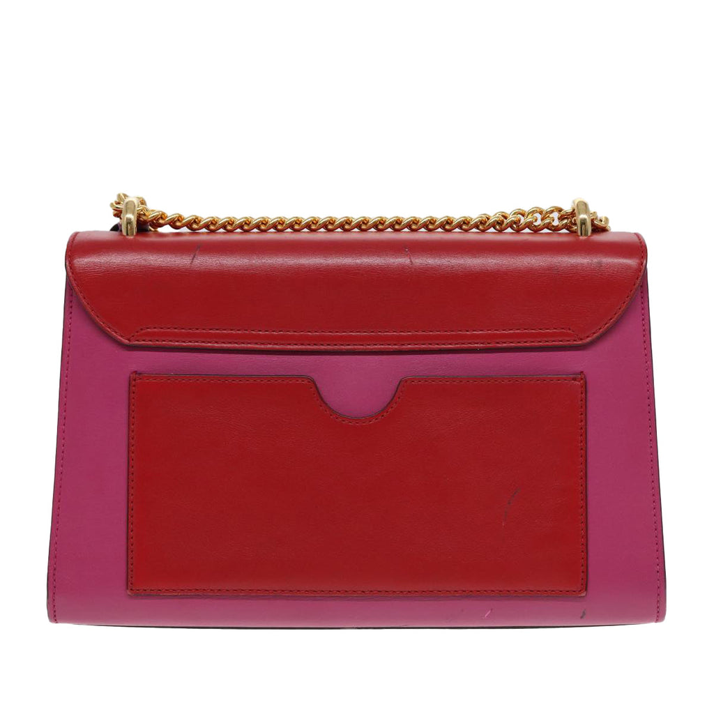 GUCCI Padlock Chain Shoulder Bag Leather Red Pink bs16789