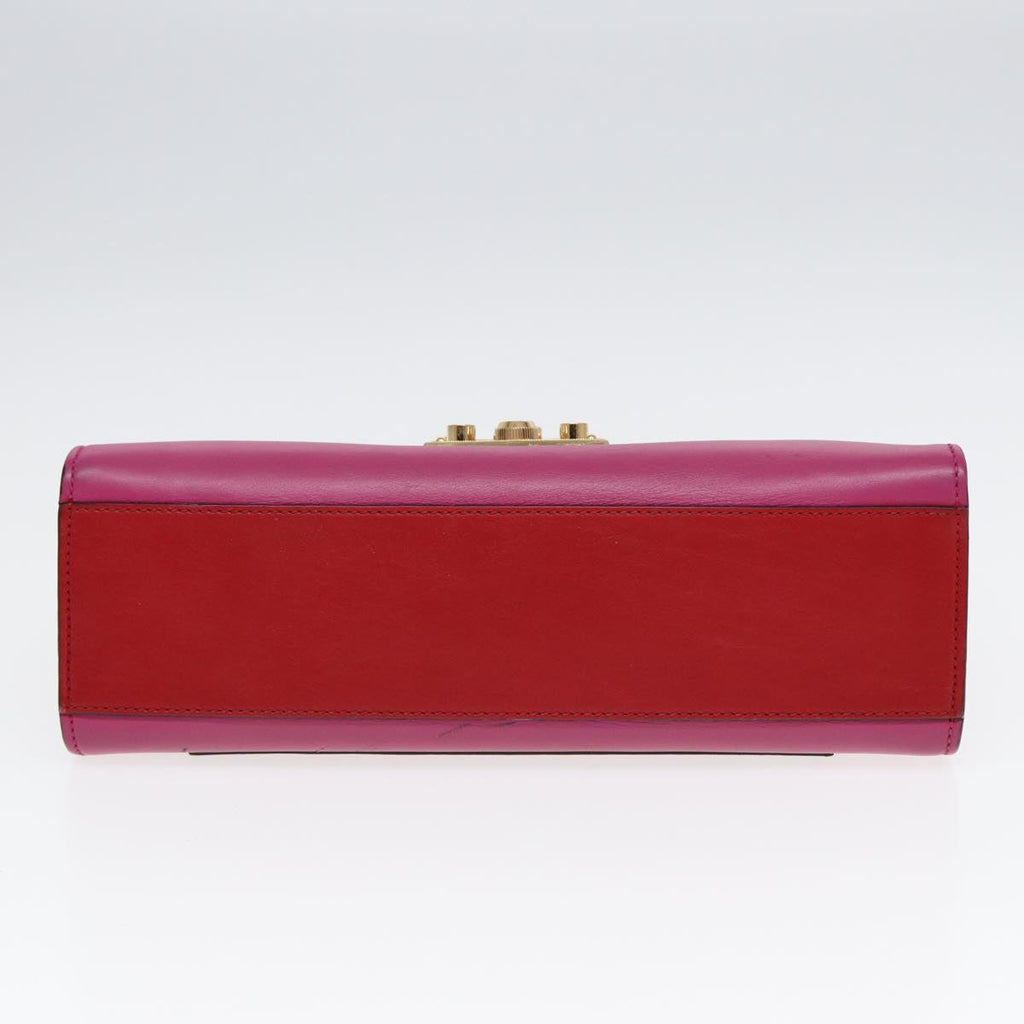 GUCCI Padlock Chain Shoulder Bag Leather Red Pink bs16789