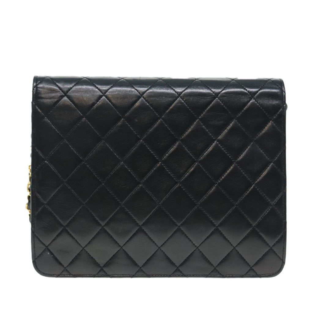CHANEL Matelasse Chain Shoulder Bag Lamb Skin Black Gold CC bs16822