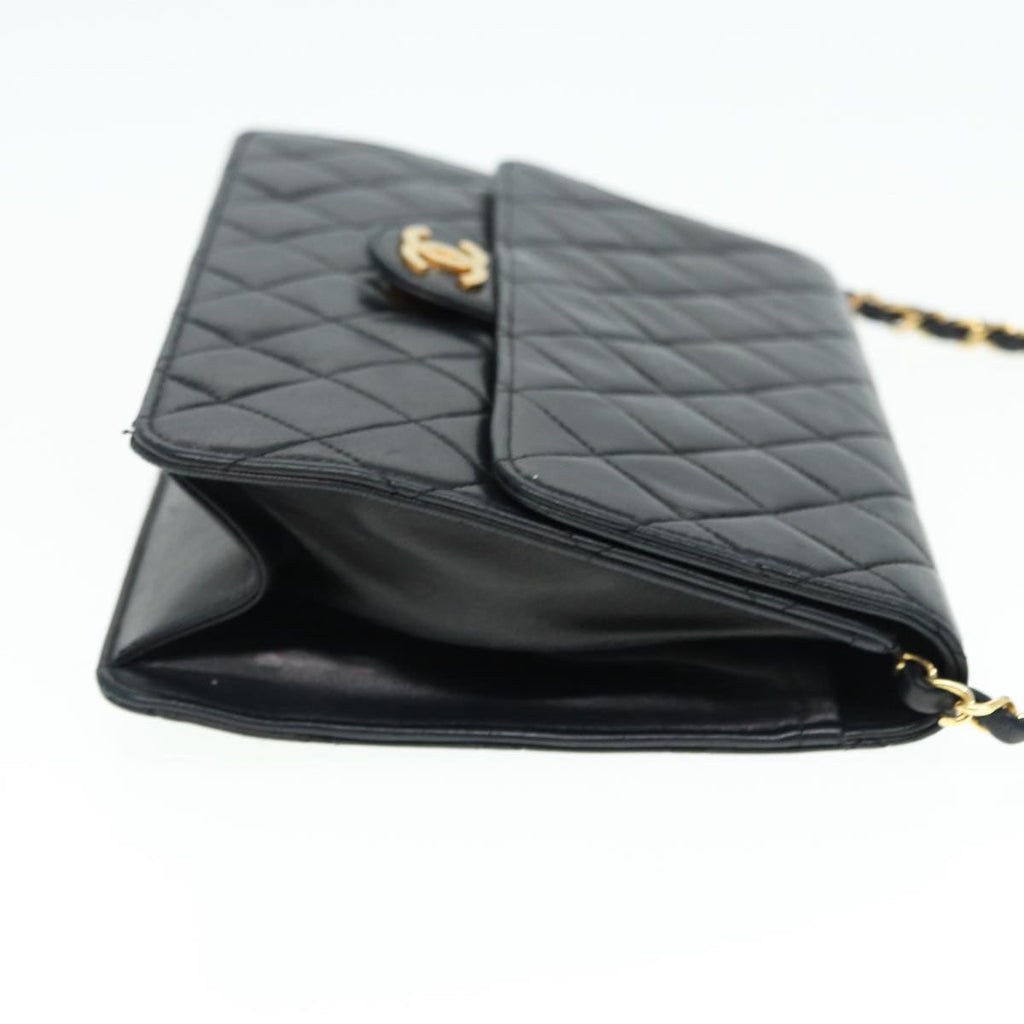 CHANEL Matelasse Chain Shoulder Bag Lamb Skin Black Gold CC bs16822