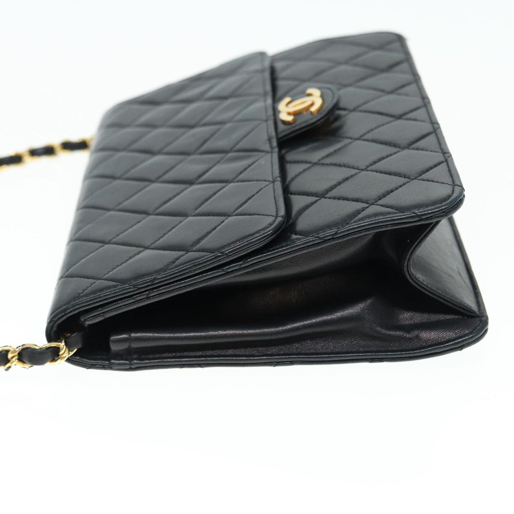 CHANEL Matelasse Chain Shoulder Bag Lamb Skin Black Gold CC bs16822