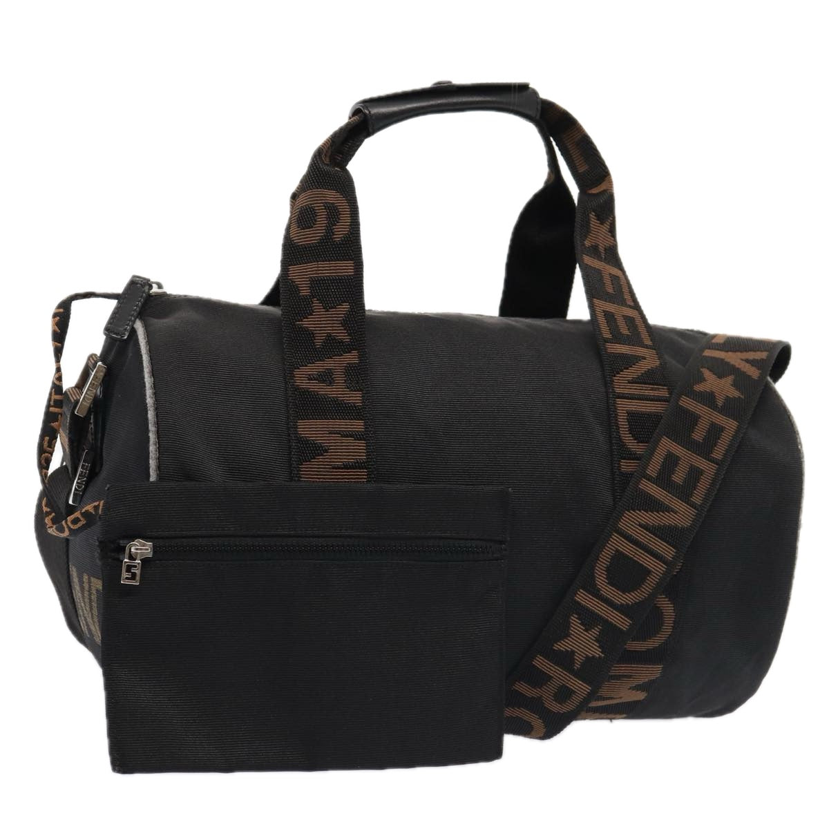 FENDI Hand Bag Canvas 2way Black Brown bs16831