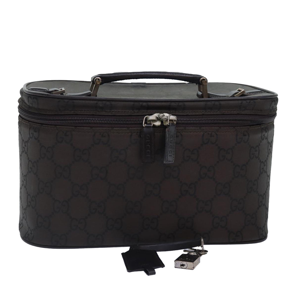GUCCI GG Canvas Vanity Hand Bag Black Silver 013 0081 bs16857