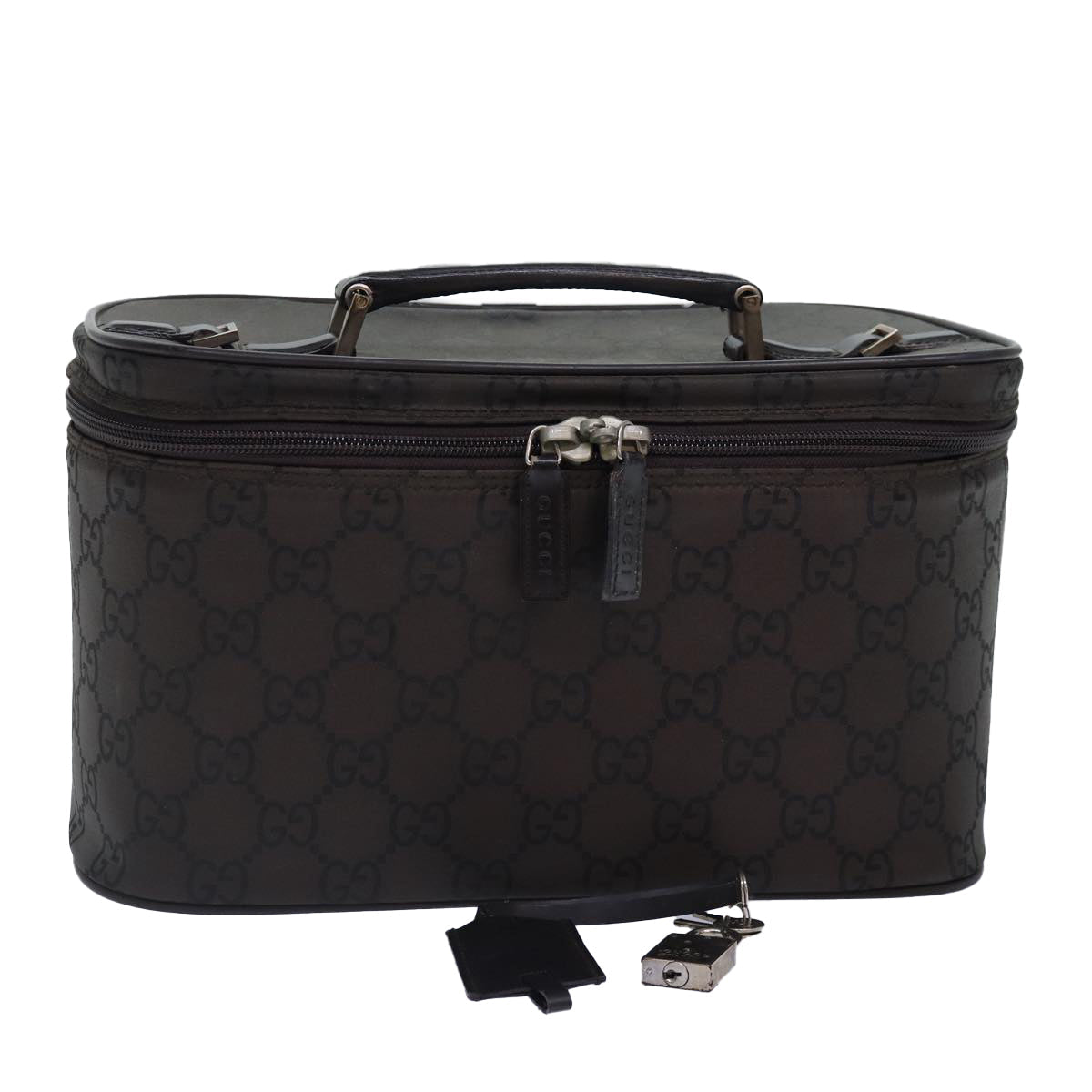 GUCCI GG Canvas Vanity Hand Bag Black Silver 013 0081 bs16857