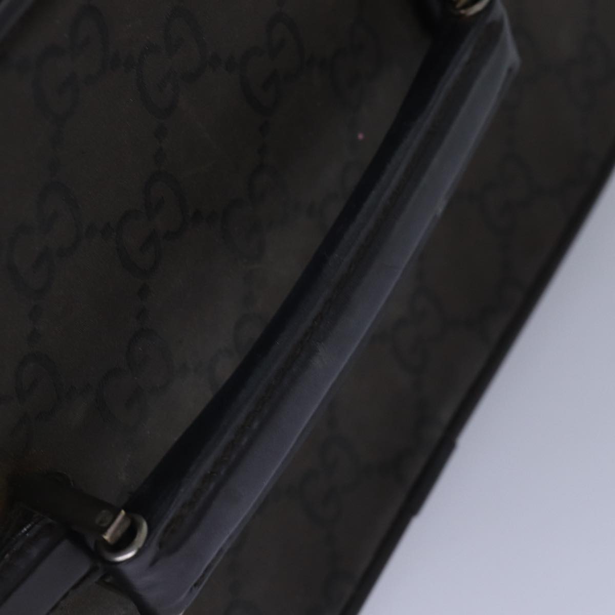 GUCCI GG Canvas Vanity Hand Bag Black Silver 013 0081 bs16857