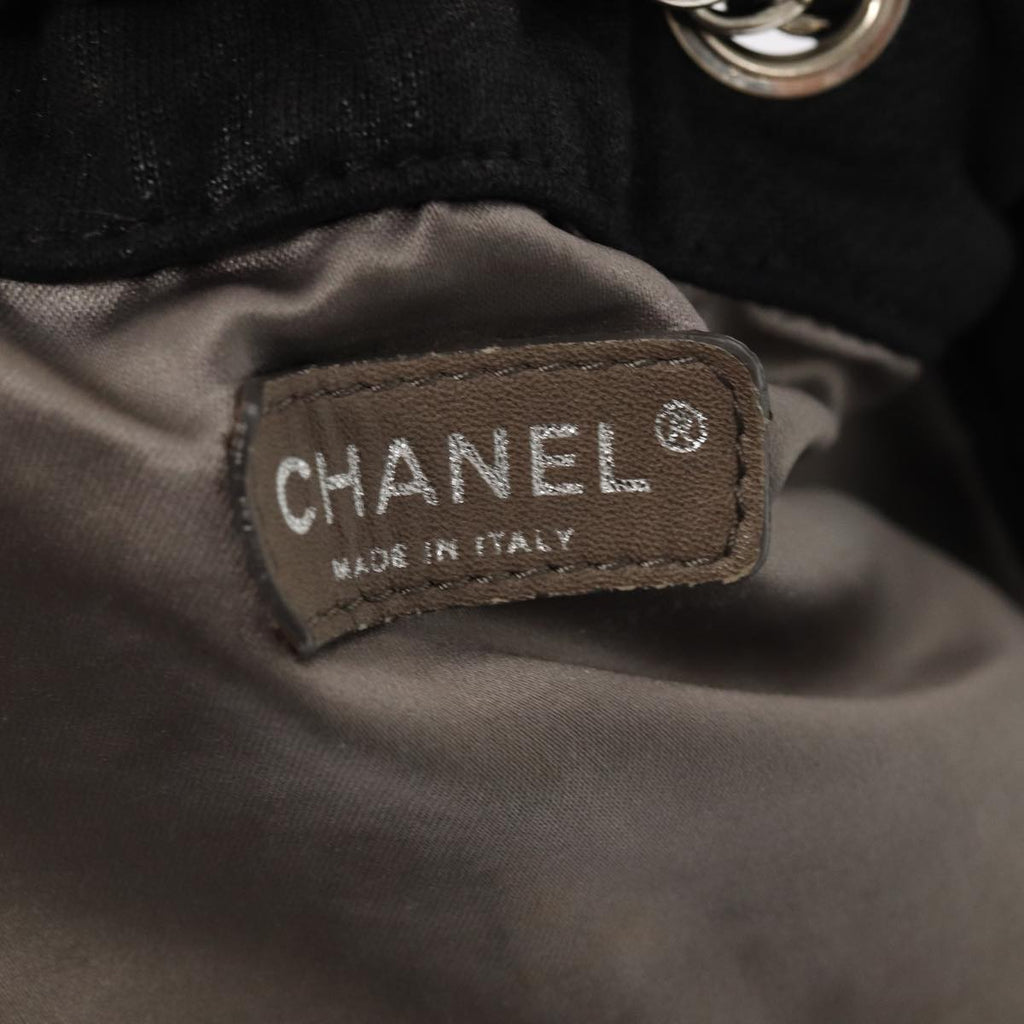 CHANEL Matelasse Chain Tote Bag Cotton Black CC bs16859