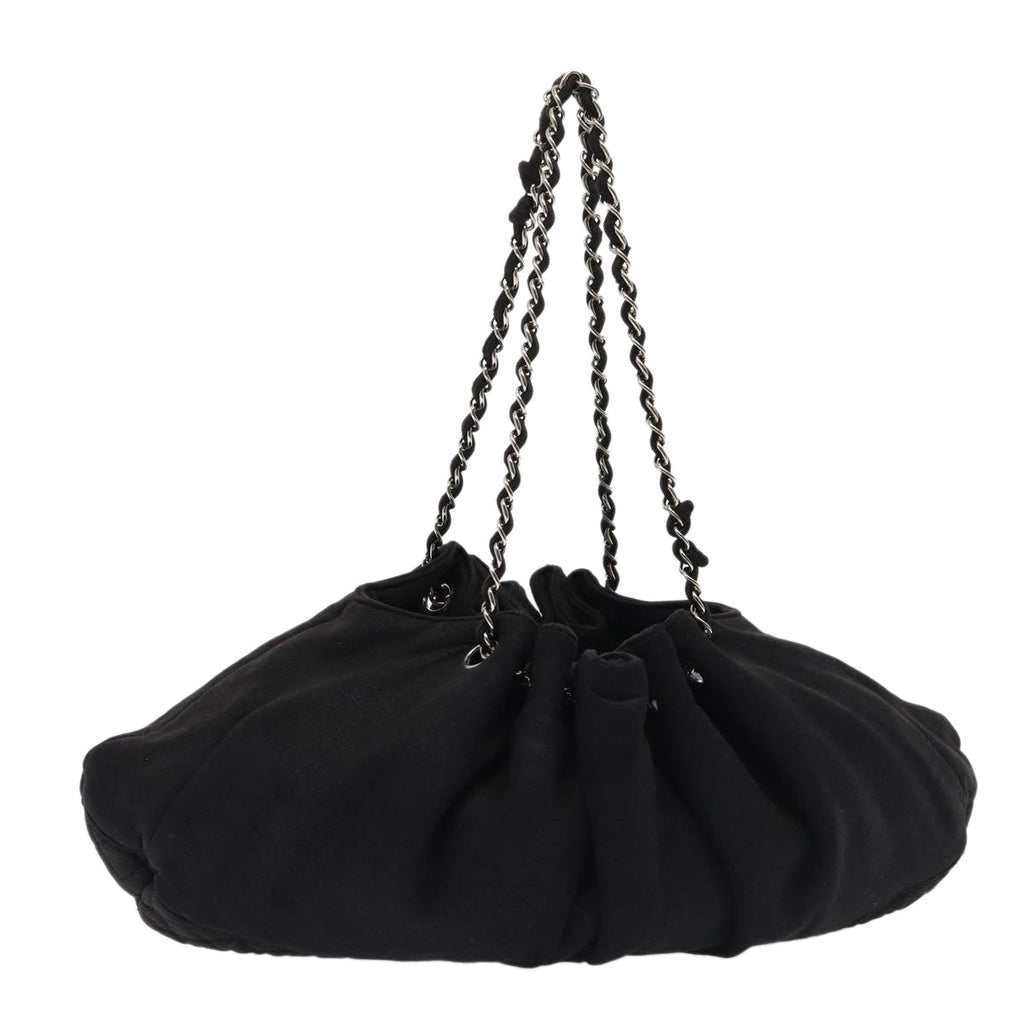 CHANEL Matelasse Chain Tote Bag Cotton Black CC bs16859