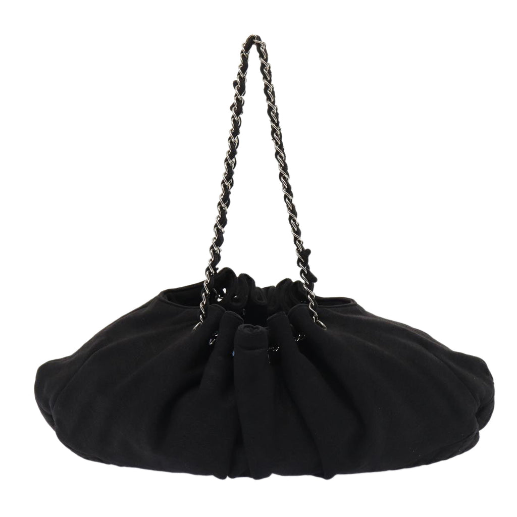 CHANEL Matelasse Chain Tote Bag Cotton Black CC bs16859