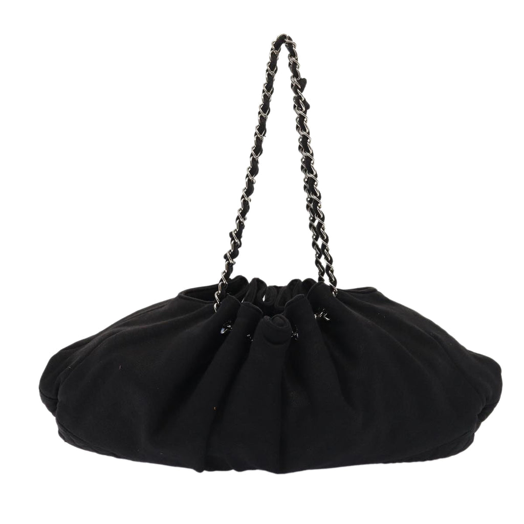 CHANEL Matelasse Chain Tote Bag Cotton Black CC bs16859