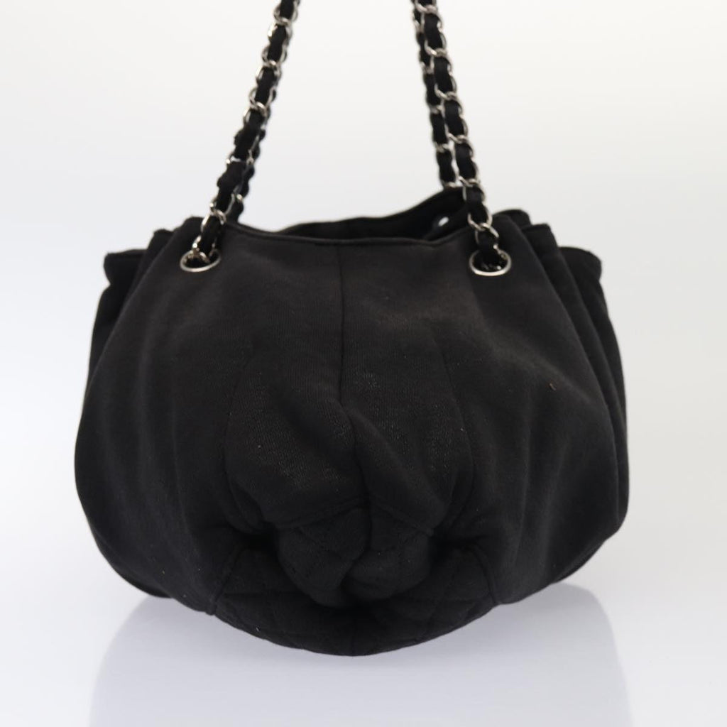 CHANEL Matelasse Chain Tote Bag Cotton Black CC bs16859