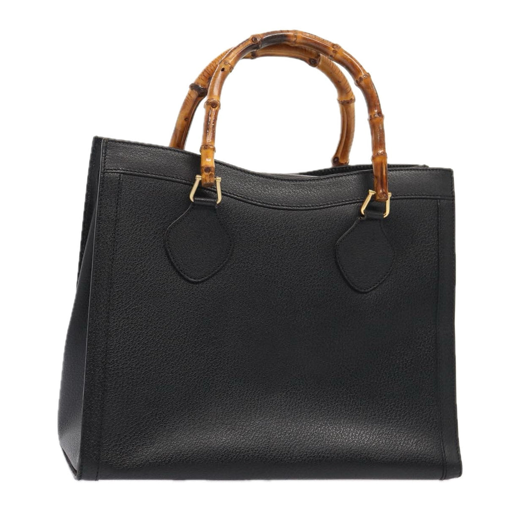 GUCCI Bamboo Hand Bag Leather Black Gold 002 2853 0260 0 bs16861