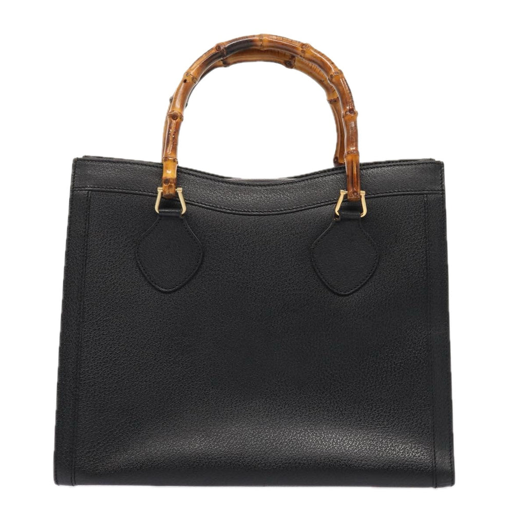 GUCCI Bamboo Hand Bag Leather Black Gold 002 2853 0260 0 bs16861