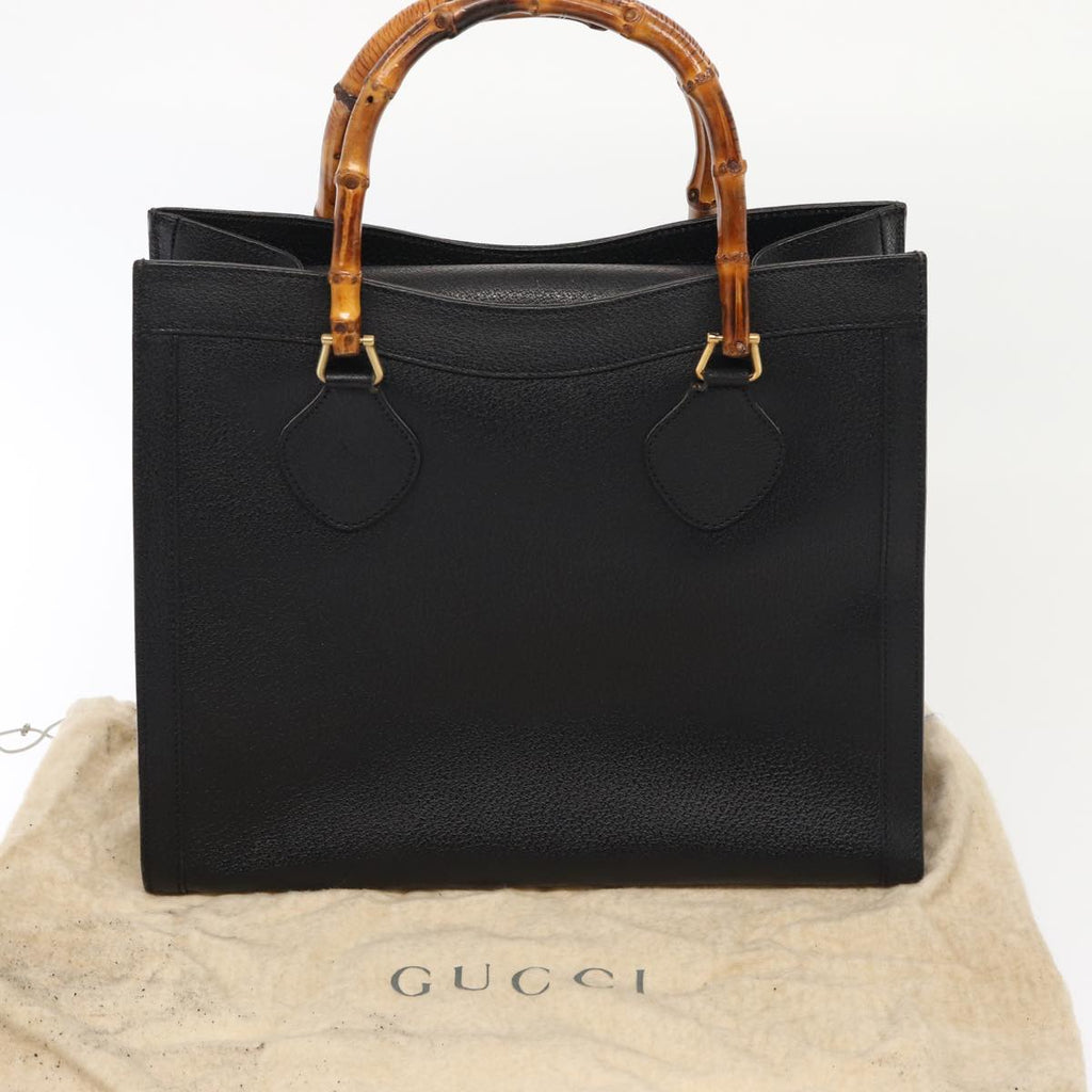 GUCCI Bamboo Hand Bag Leather Black Gold 002 2853 0260 0 bs16861