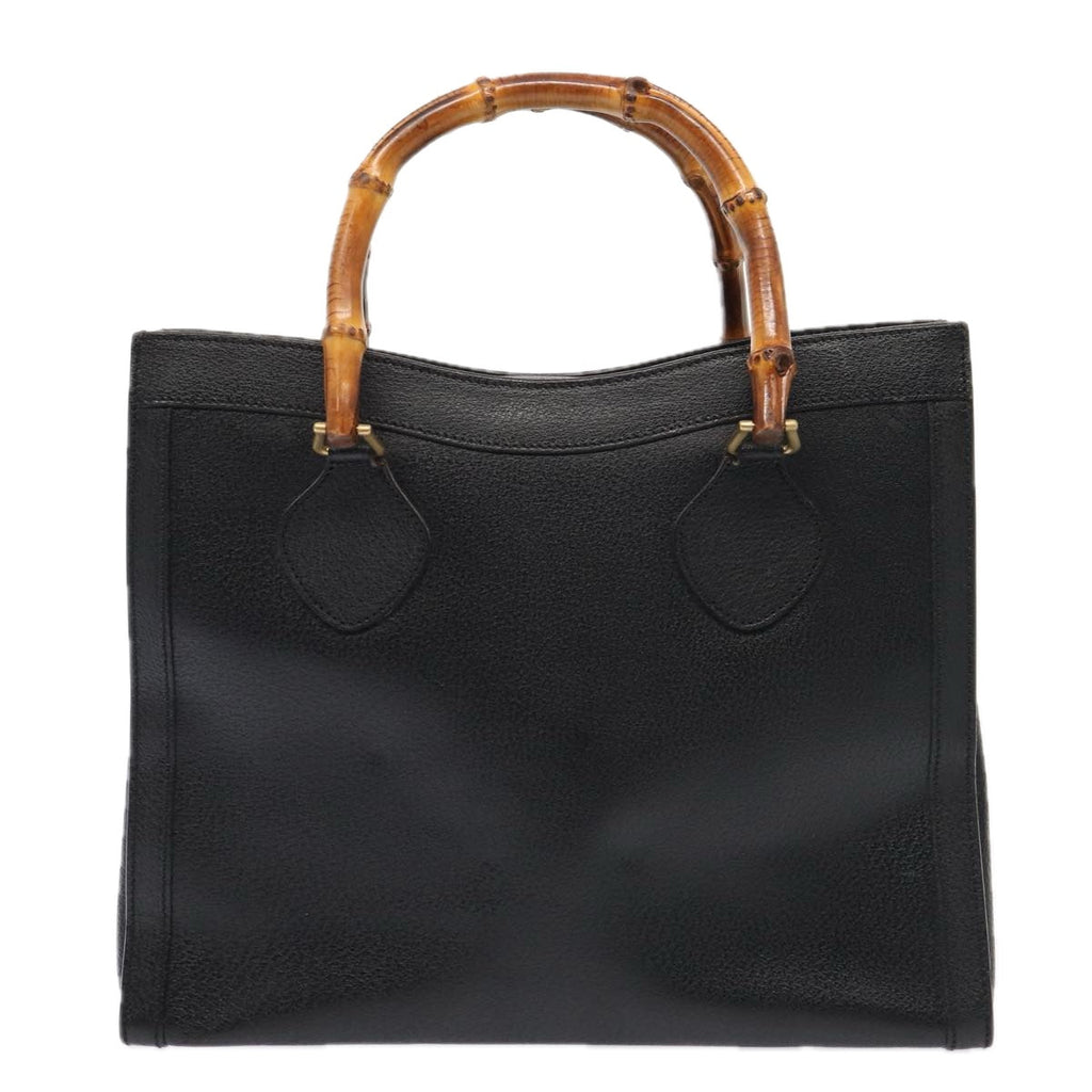 GUCCI Bamboo Hand Bag Leather Black Gold 002 2853 0260 0 bs16861