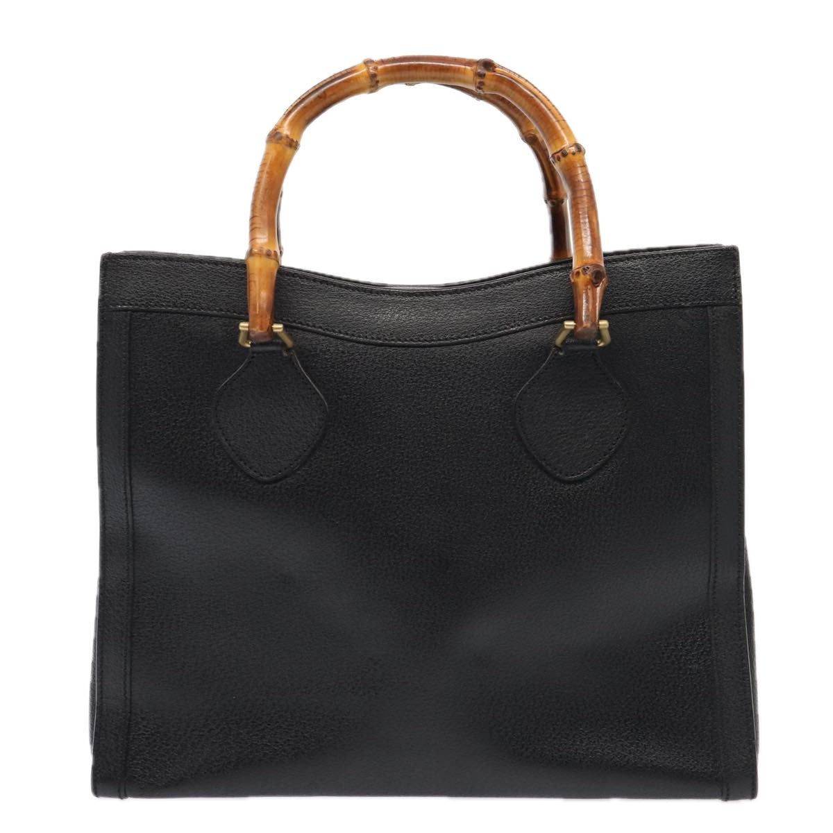 GUCCI Bamboo Hand Bag Leather Black Gold 002 2853 0260 0 bs16861