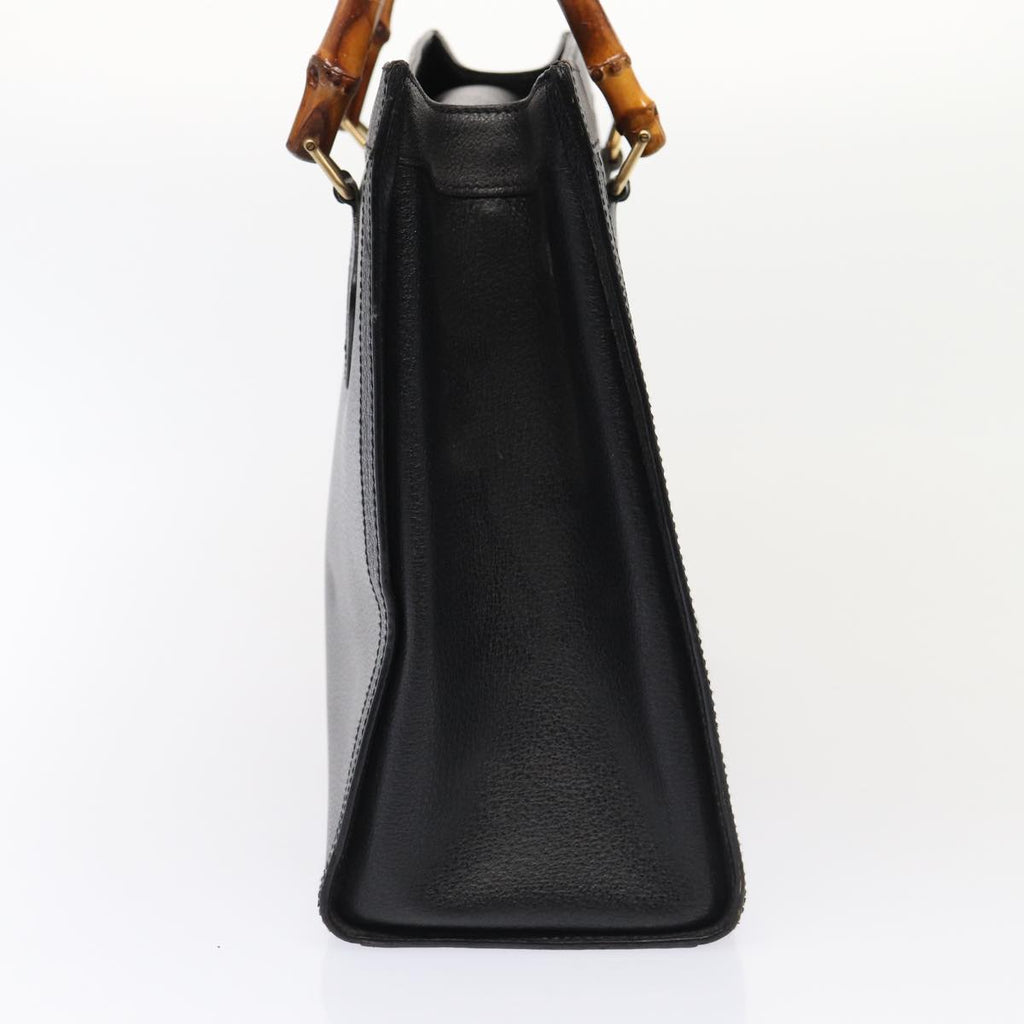 GUCCI Bamboo Hand Bag Leather Black Gold 002 2853 0260 0 bs16861