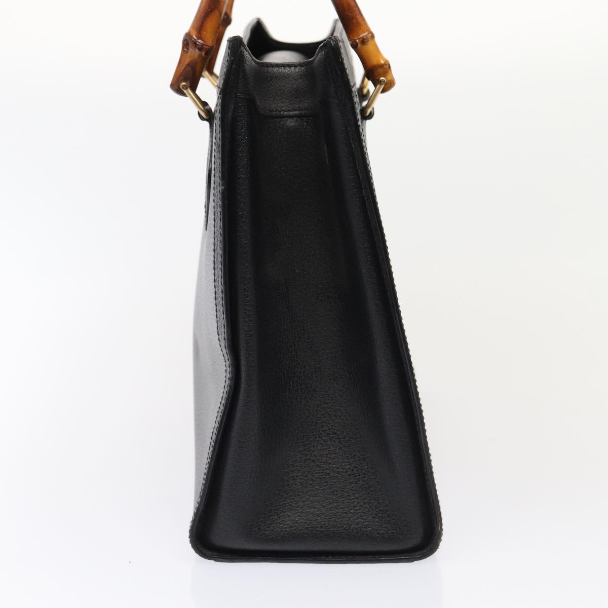 GUCCI Bamboo Hand Bag Leather Black Gold 002 2853 0260 0 bs16861
