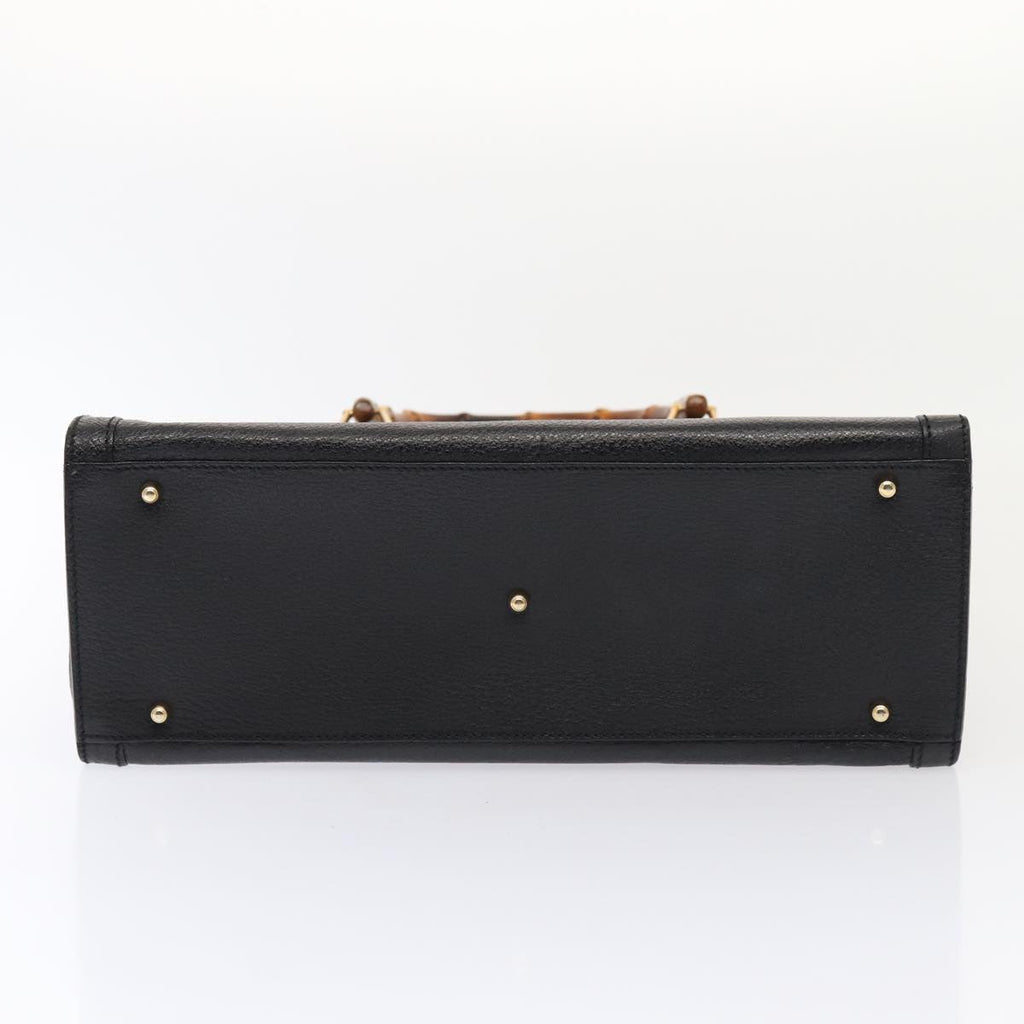 GUCCI Bamboo Hand Bag Leather Black Gold 002 2853 0260 0 bs16861