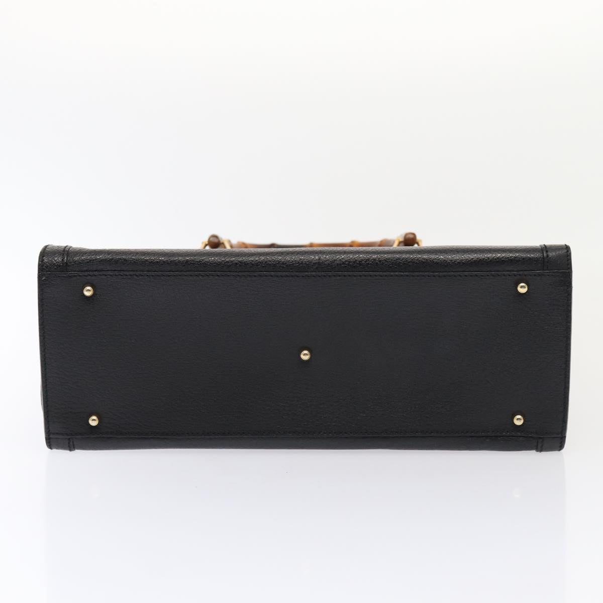 GUCCI Bamboo Hand Bag Leather Black Gold 002 2853 0260 0 bs16861