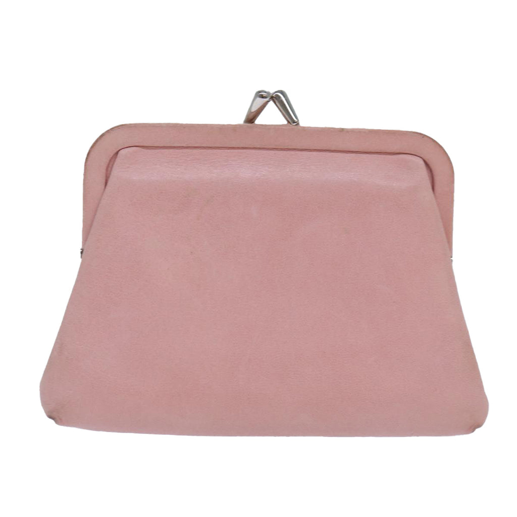 CHANEL Gamaguchi Pouch Leather Pink Silver CC bs16883