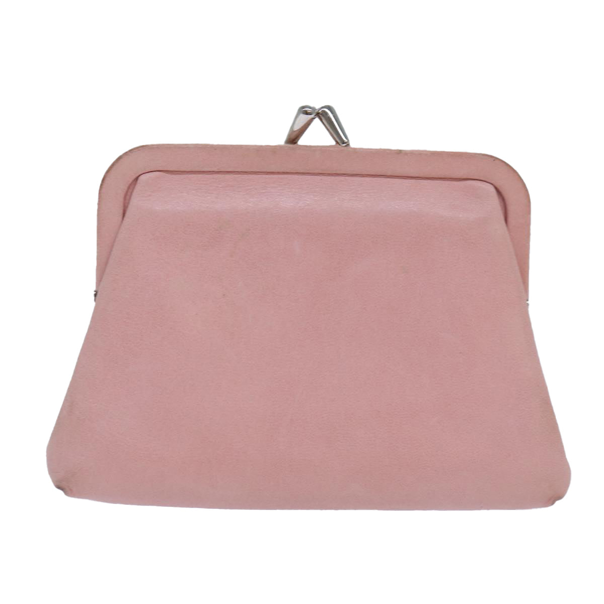 CHANEL Gamaguchi Pouch Leather Pink Silver CC bs16883