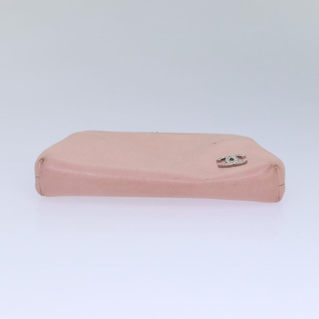 CHANEL Gamaguchi Pouch Leather Pink Silver CC bs16883