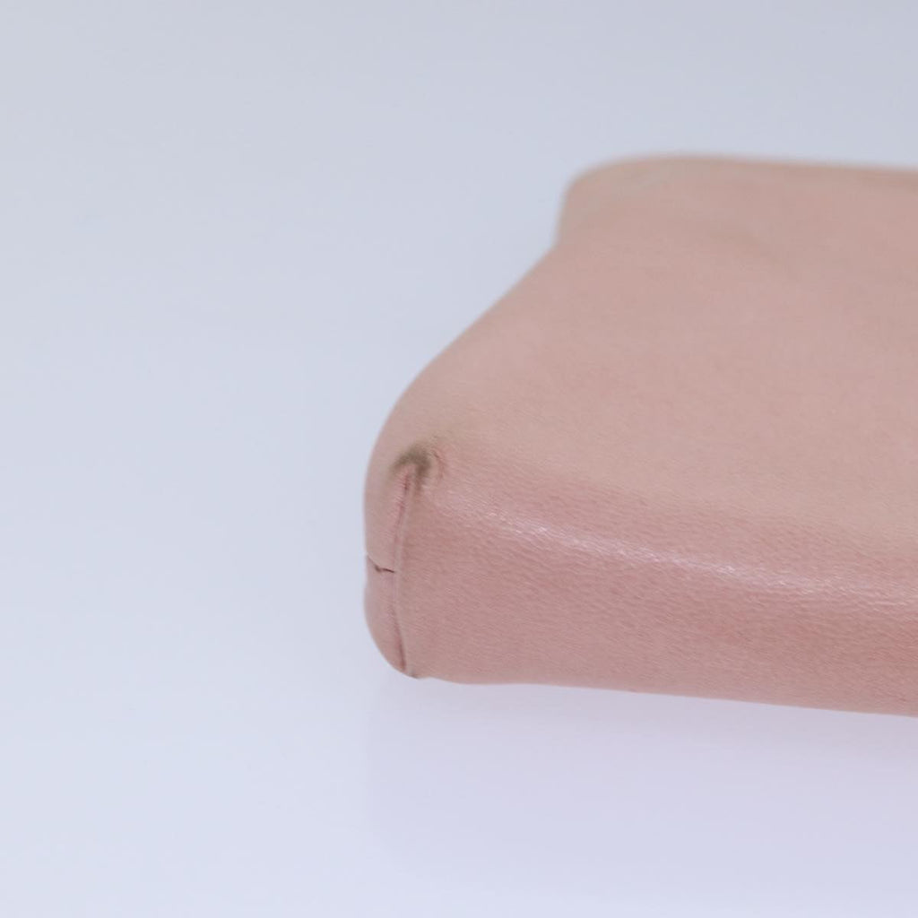 CHANEL Gamaguchi Pouch Leather Pink Silver CC bs16883