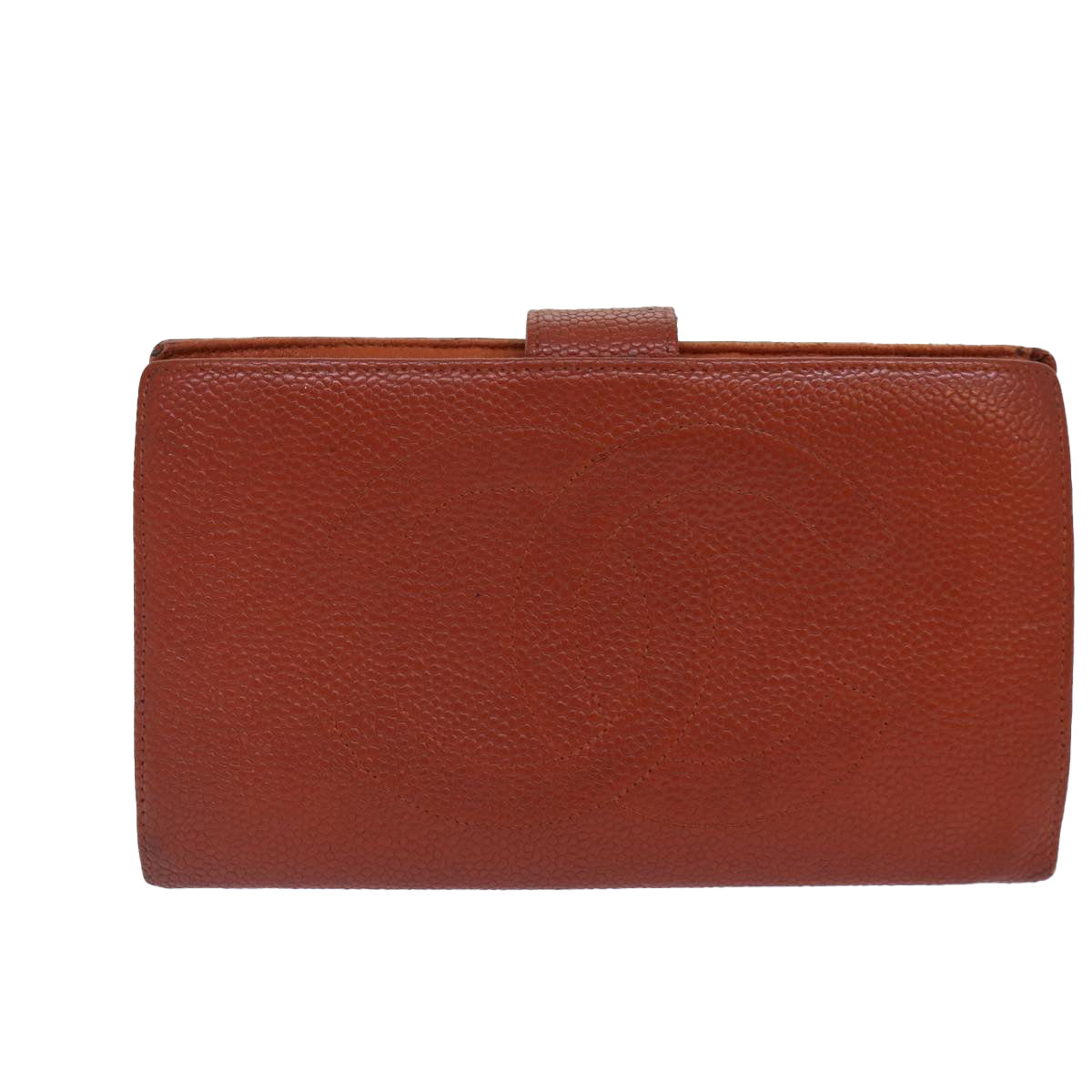 CHANEL COCO Mark Wallet Caviar Skin Orange Gold CC bs16889
