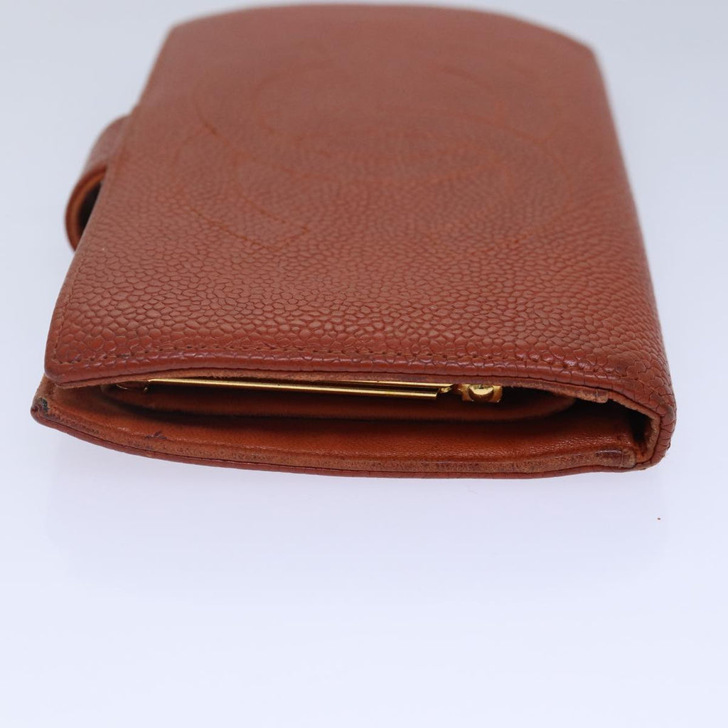 CHANEL COCO Mark Wallet Caviar Skin Orange Gold CC bs16889