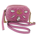 GUCCI GG Marmont Shoulder Bag Velor Pink Gold 448065 bs16891