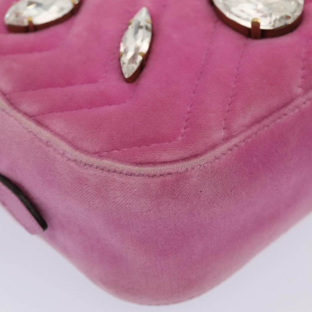 GUCCI GG Marmont Shoulder Bag Velor Pink Gold 448065 bs16891