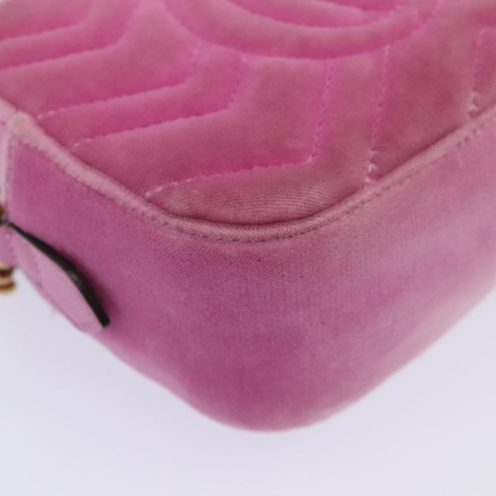 GUCCI GG Marmont Shoulder Bag Velor Pink Gold 448065 bs16891