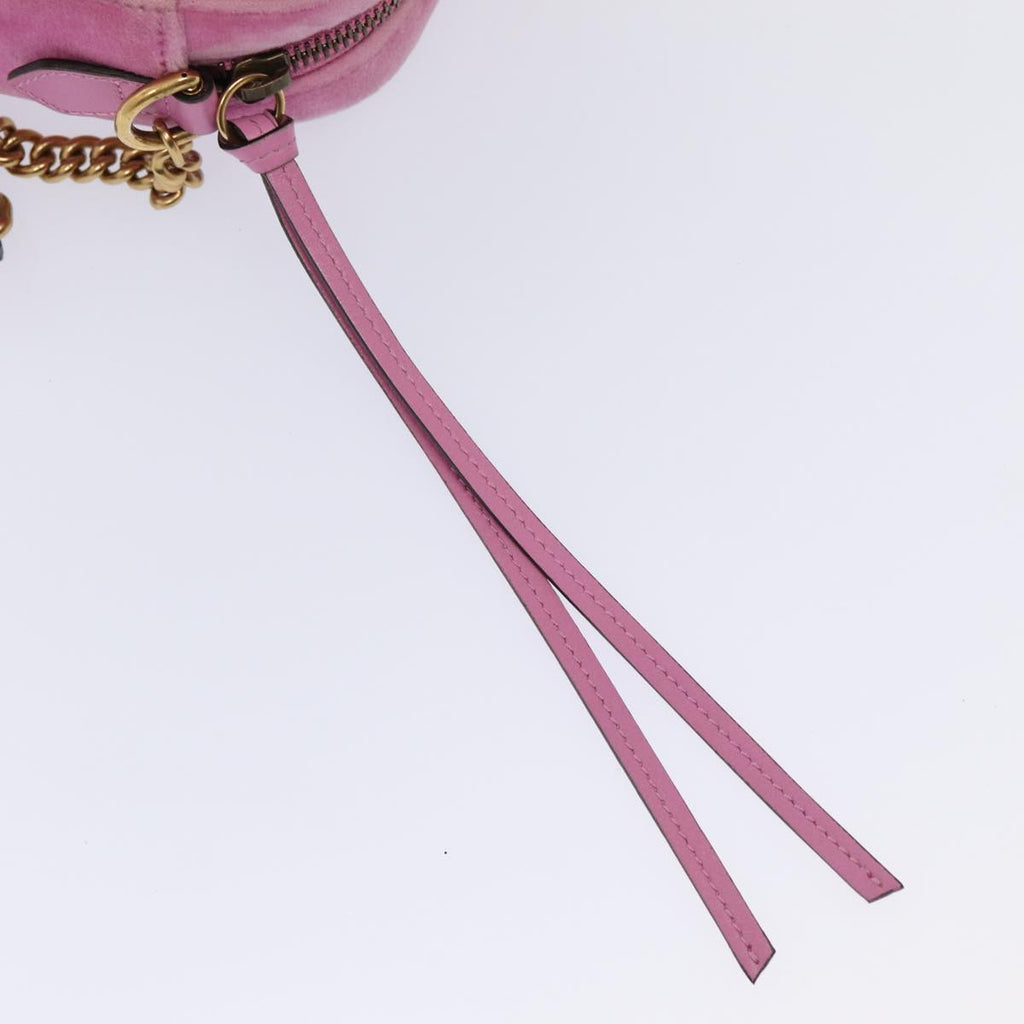 GUCCI GG Marmont Shoulder Bag Velor Pink Gold 448065 bs16891