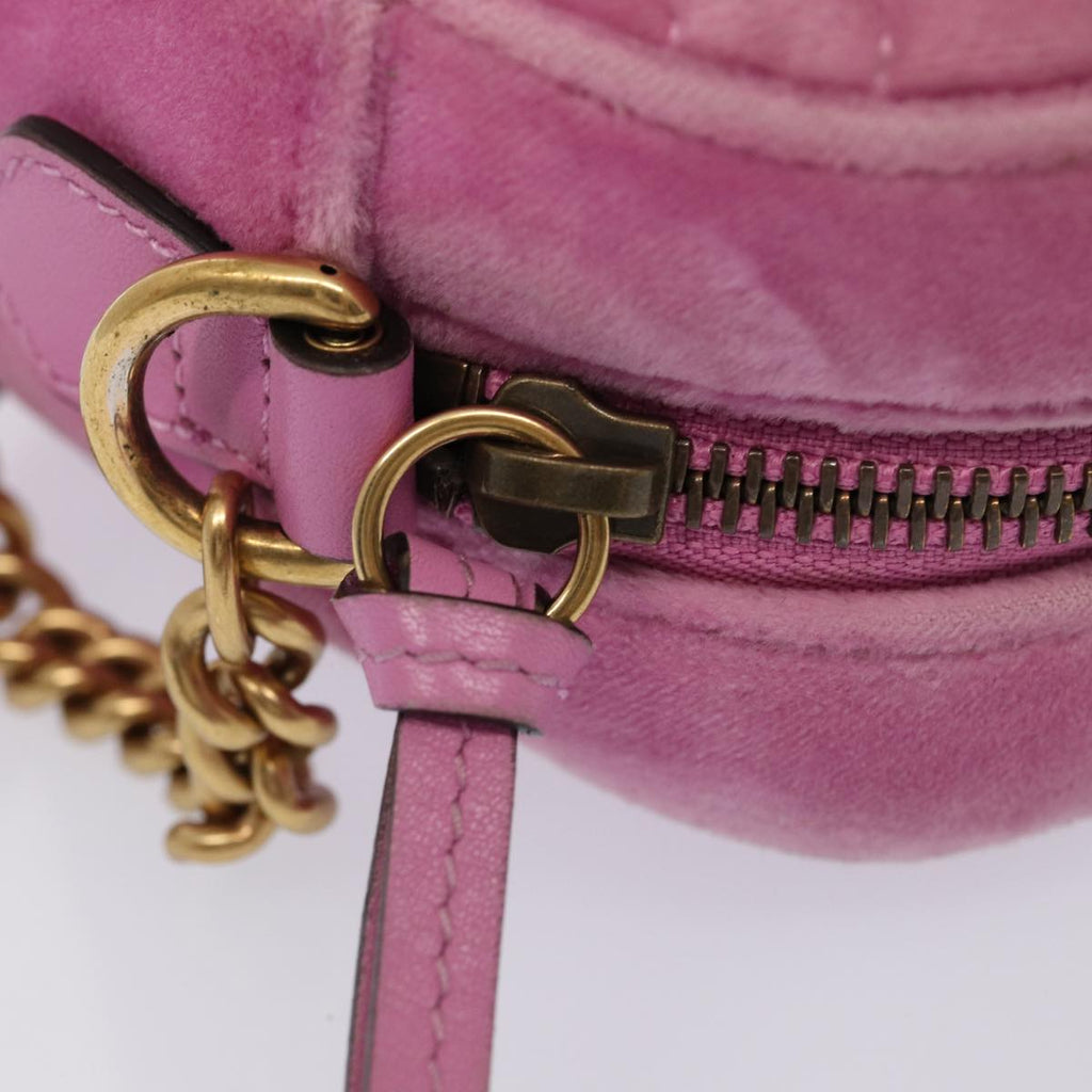 GUCCI GG Marmont Shoulder Bag Velor Pink Gold 448065 bs16891