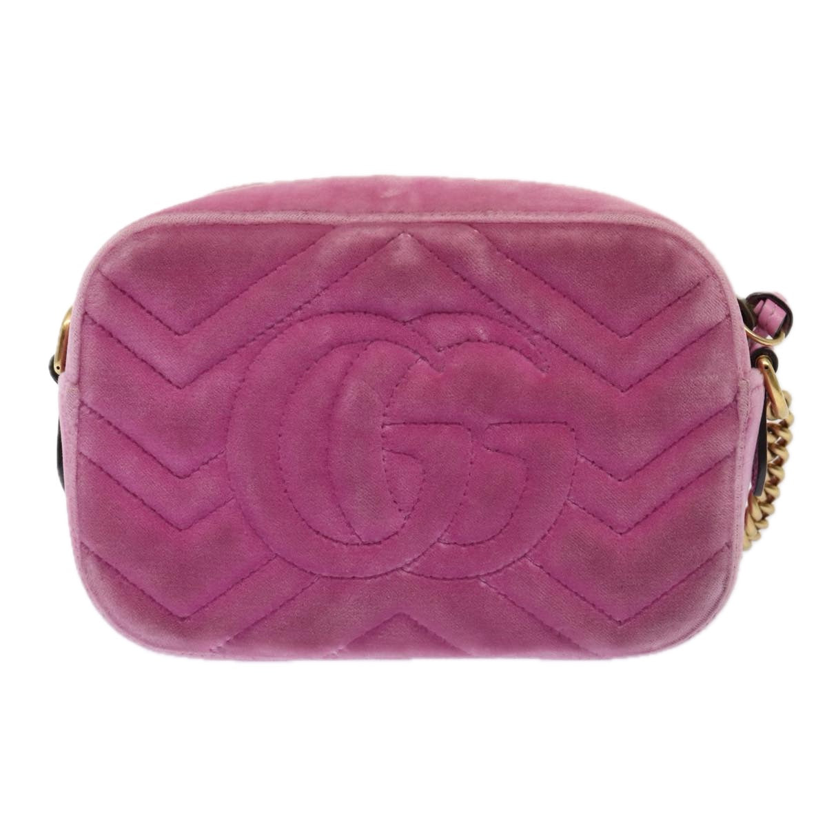 GUCCI GG Marmont Shoulder Bag Velor Pink Gold 448065 bs16891