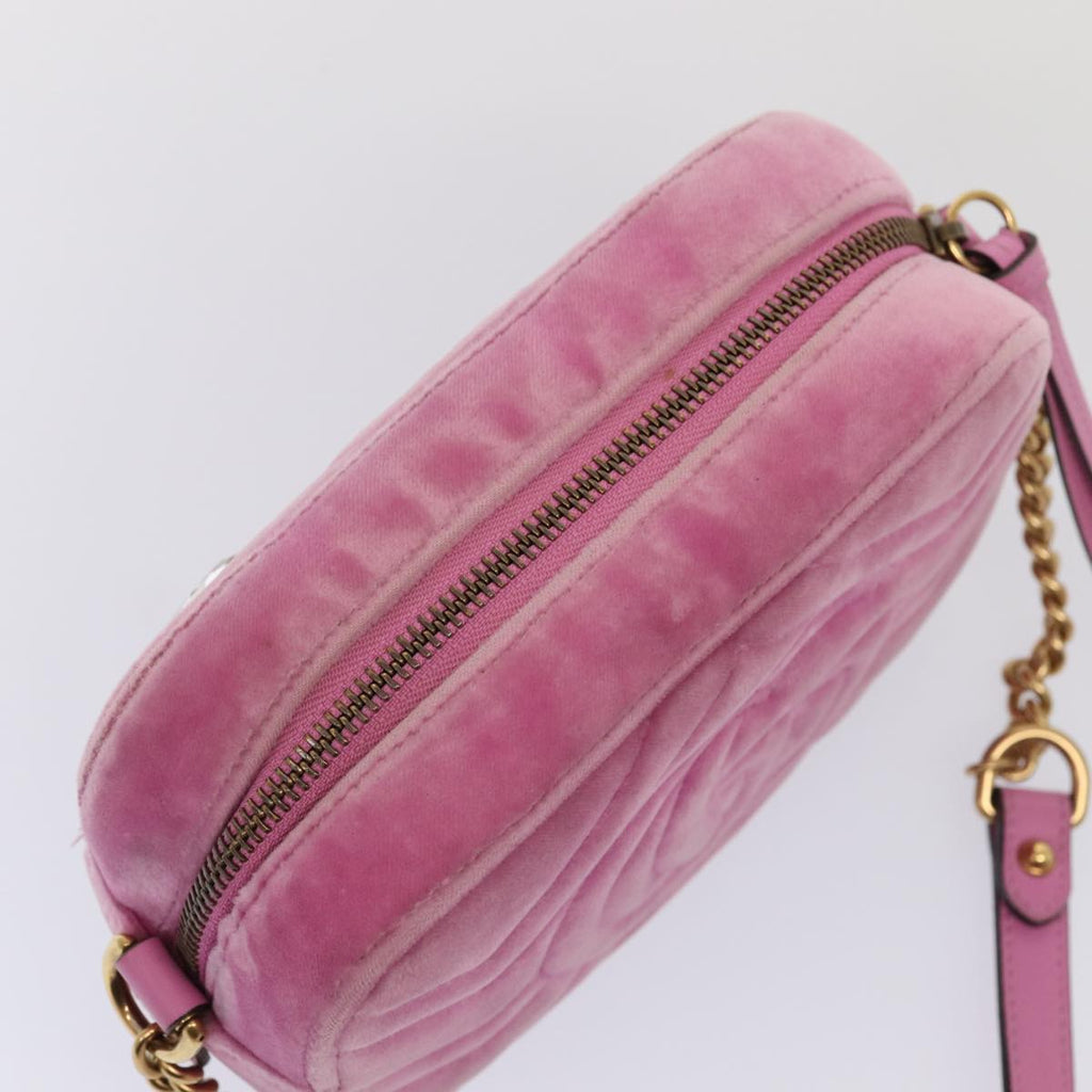 GUCCI GG Marmont Shoulder Bag Velor Pink Gold 448065 bs16891