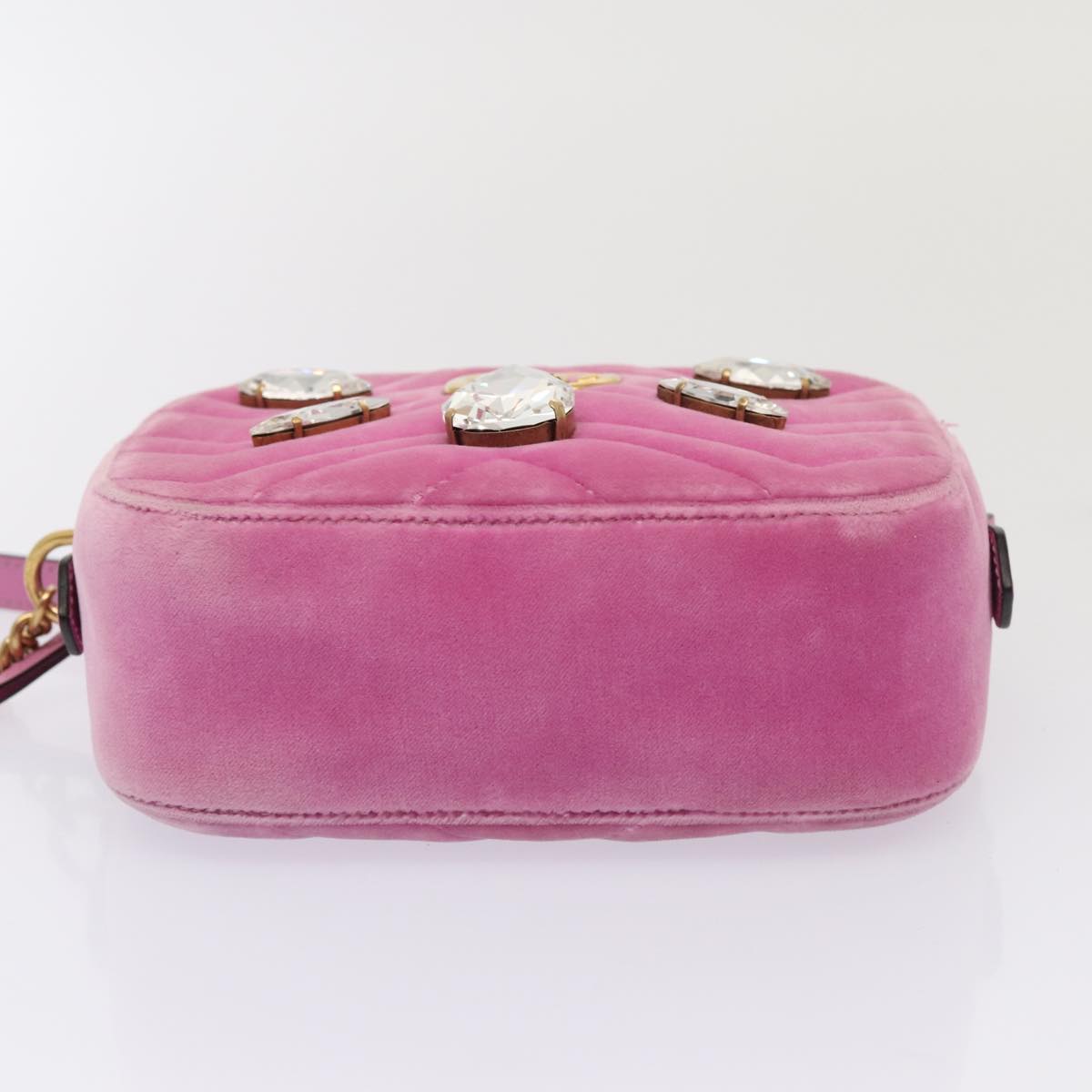 GUCCI GG Marmont Shoulder Bag Velor Pink Gold 448065 bs16891