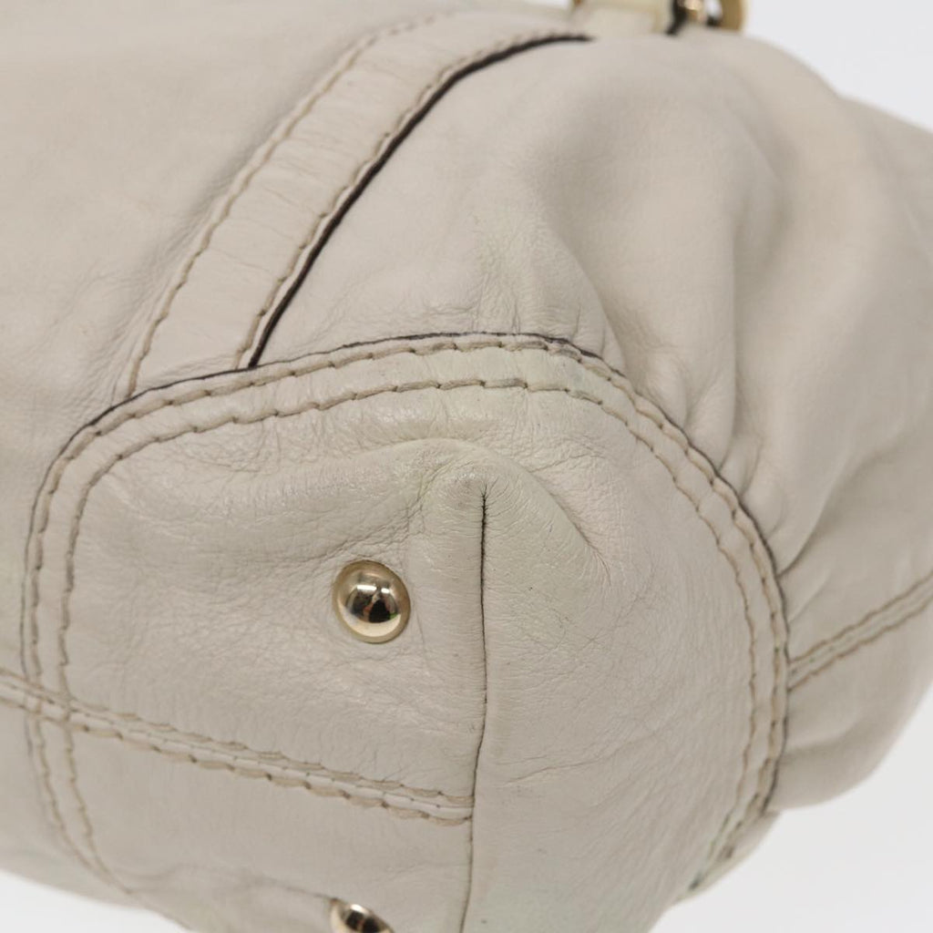 GUCCI Hand Bag Leather White Gold 189893 bs16895