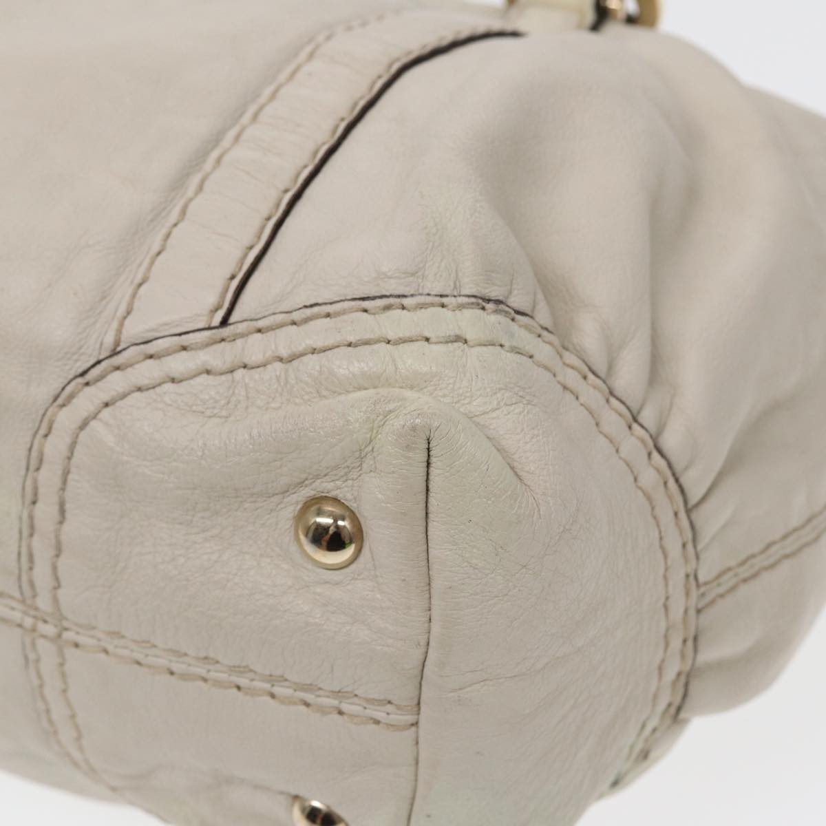 GUCCI Hand Bag Leather White Gold 189893 bs16895