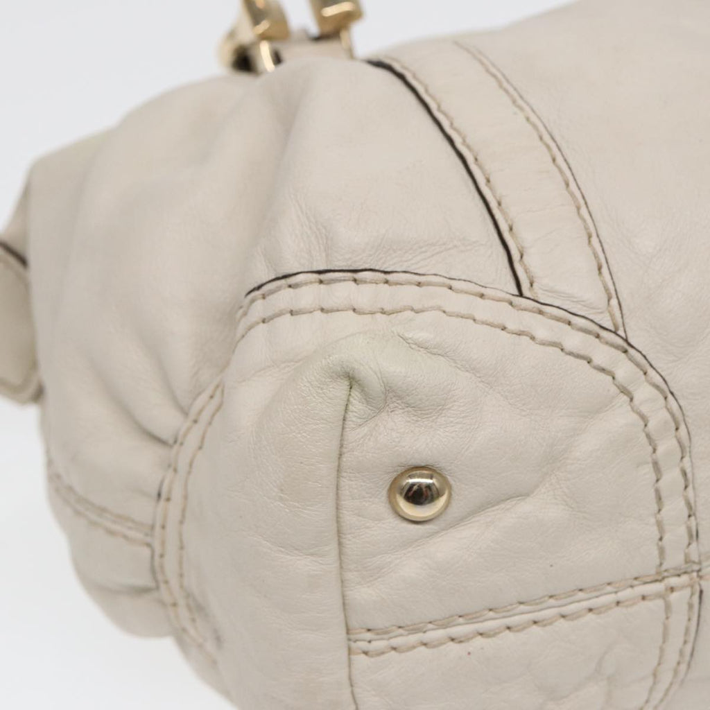 GUCCI Hand Bag Leather White Gold 189893 bs16895