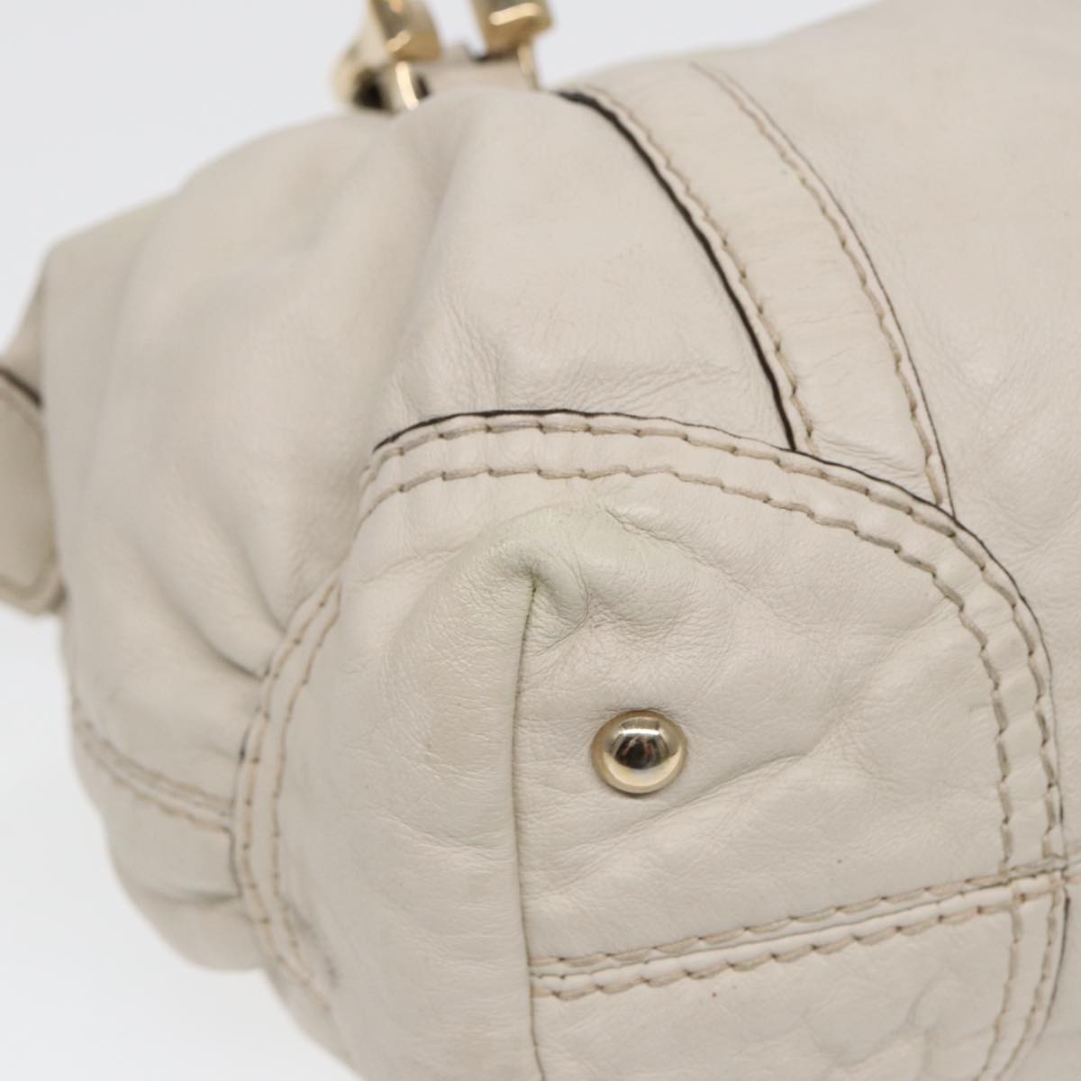GUCCI Hand Bag Leather White Gold 189893 bs16895